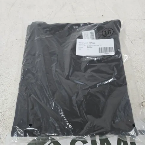 EMRECO 3/4 SLEEVE CREW NECK TOP - BLACK, UK SIZE 18