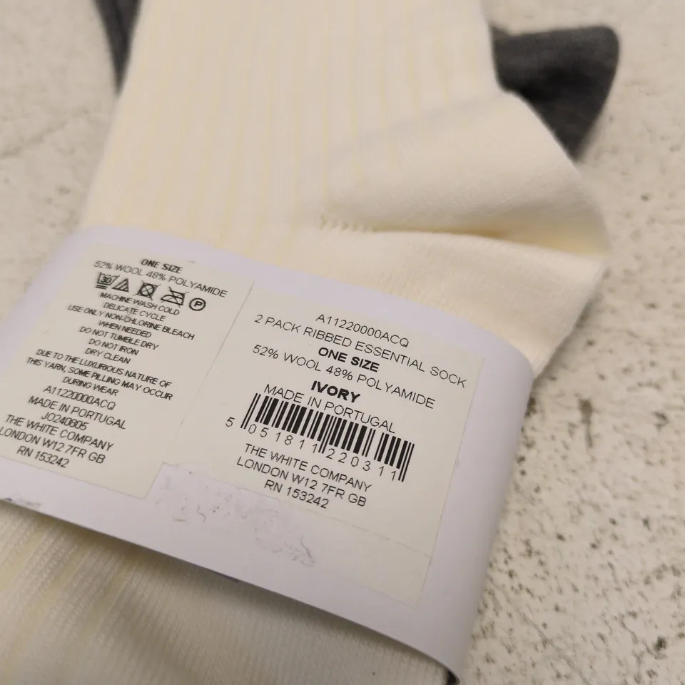 THE WHITE COMPANY IVORY WOOL-BLEND SOCKS – 2 PACK