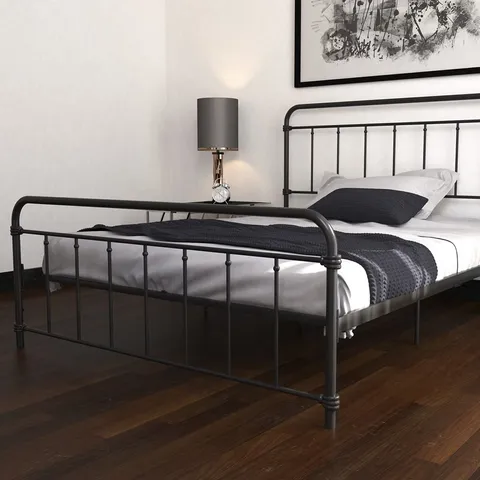 BOXED DOREL WALLACE METAL BED FRAME - UK KING SIZE, WHITE 