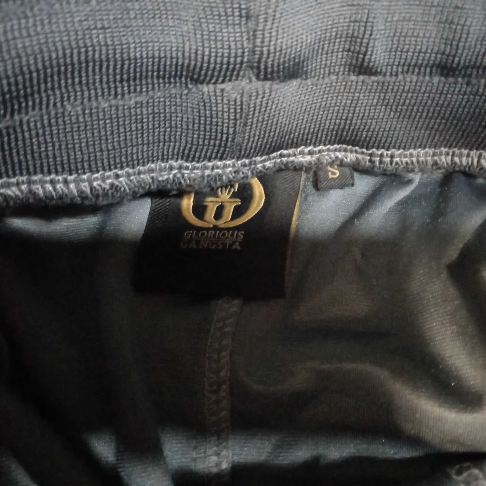 GLORIOUS GANGSTA STEEL GREY VELOUR STYLE JOGGERS - SMALL