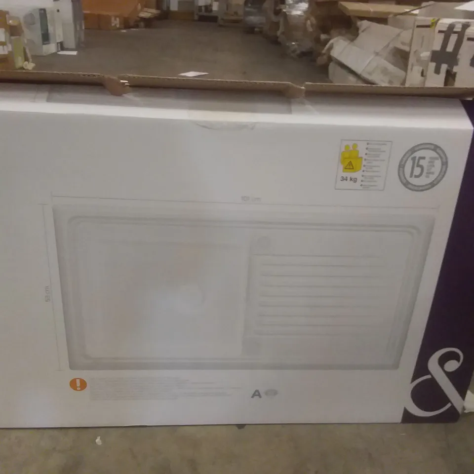 BOXED BURBANK 1.5 BOWL SINK AND DRAINER - WHITE