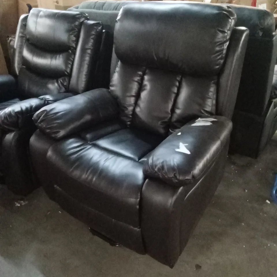 DESIGNER BLACK FAUX LEATHER POWER RECLINER CHAIR 