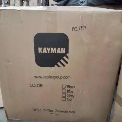 BOXED KAYMAN APPROXIMATELY 24 TILES EXERCISE MATS - BLACK