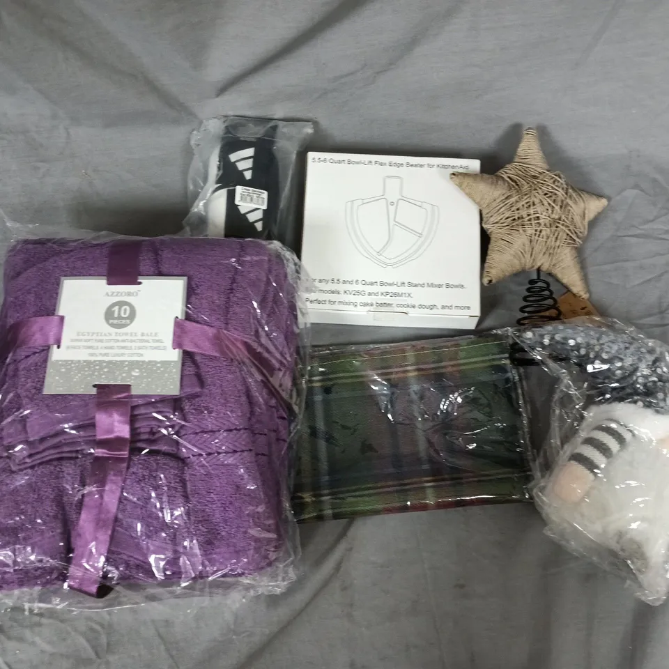 APPROXIMATELY 20 ASSORTED HOUSEHOLD PRODUCTS TO INCLUDE TOWEL BALE, ADIDAS BOXING BANDAGES, KITCHENAID BEATER, ETC