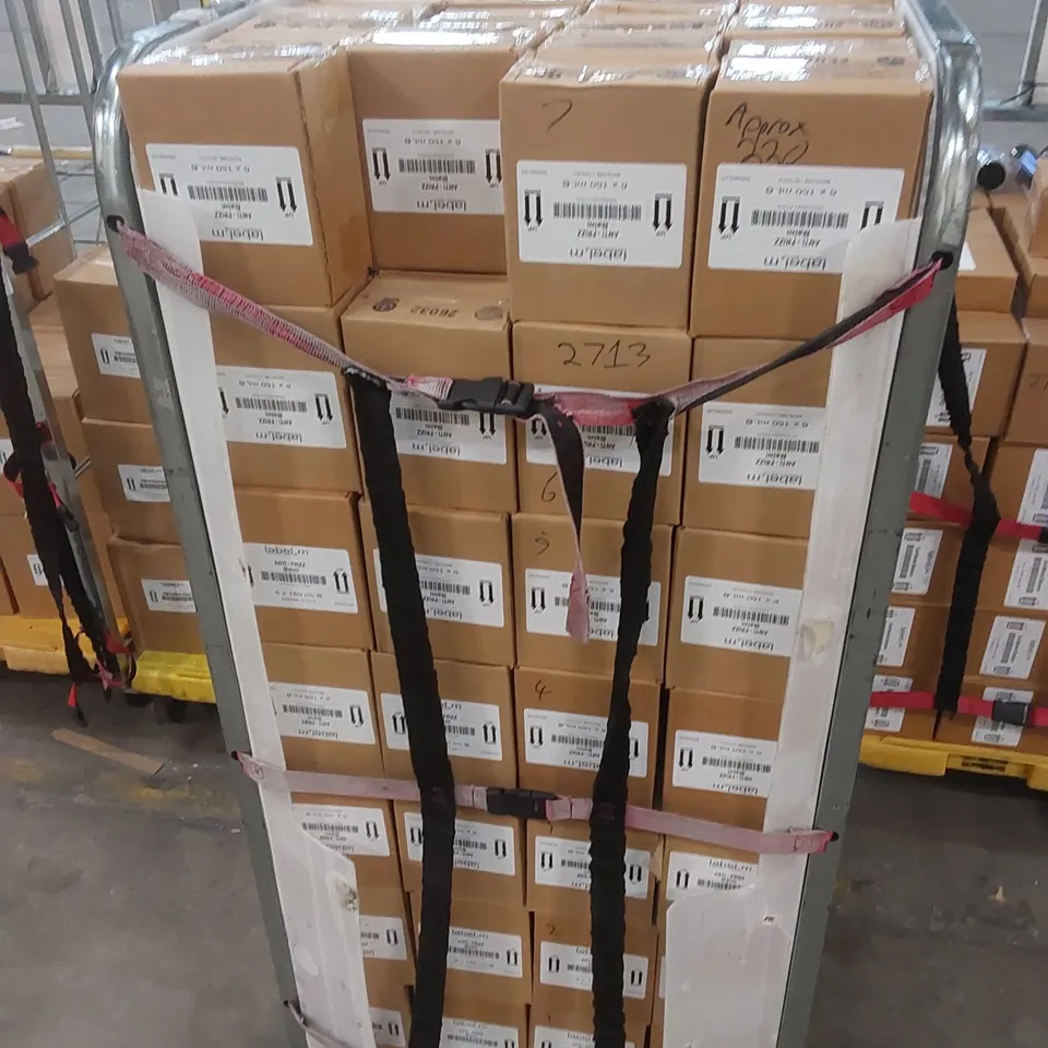 CAGE TO CONTAIN APPROX 220 X BOXES OF LABEL.M ANTI-FRIZZ HAIR BALM - 6 X 150ml PER BOX // CAGE NOT INCLUDED 