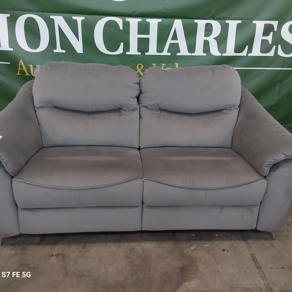 QUALITY BRITISH DESIGNER G PLAN JACKSON THREE SEATER SOFA PLUSH SLATE FABRIC 