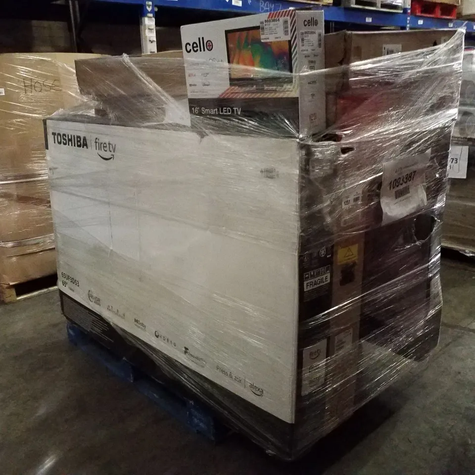 PALLET OF APPROXIMATELY 9 UNPROCESSED RAW RETURN TELEVISIONS TO INCLUDE;