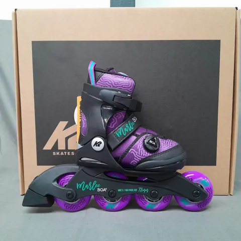 BOXED PAIR OF K2 SKATES MARLEE BOA GIRLS YOUTH INLINE SKATES IN PURPLE UK SIZE 10 - 1