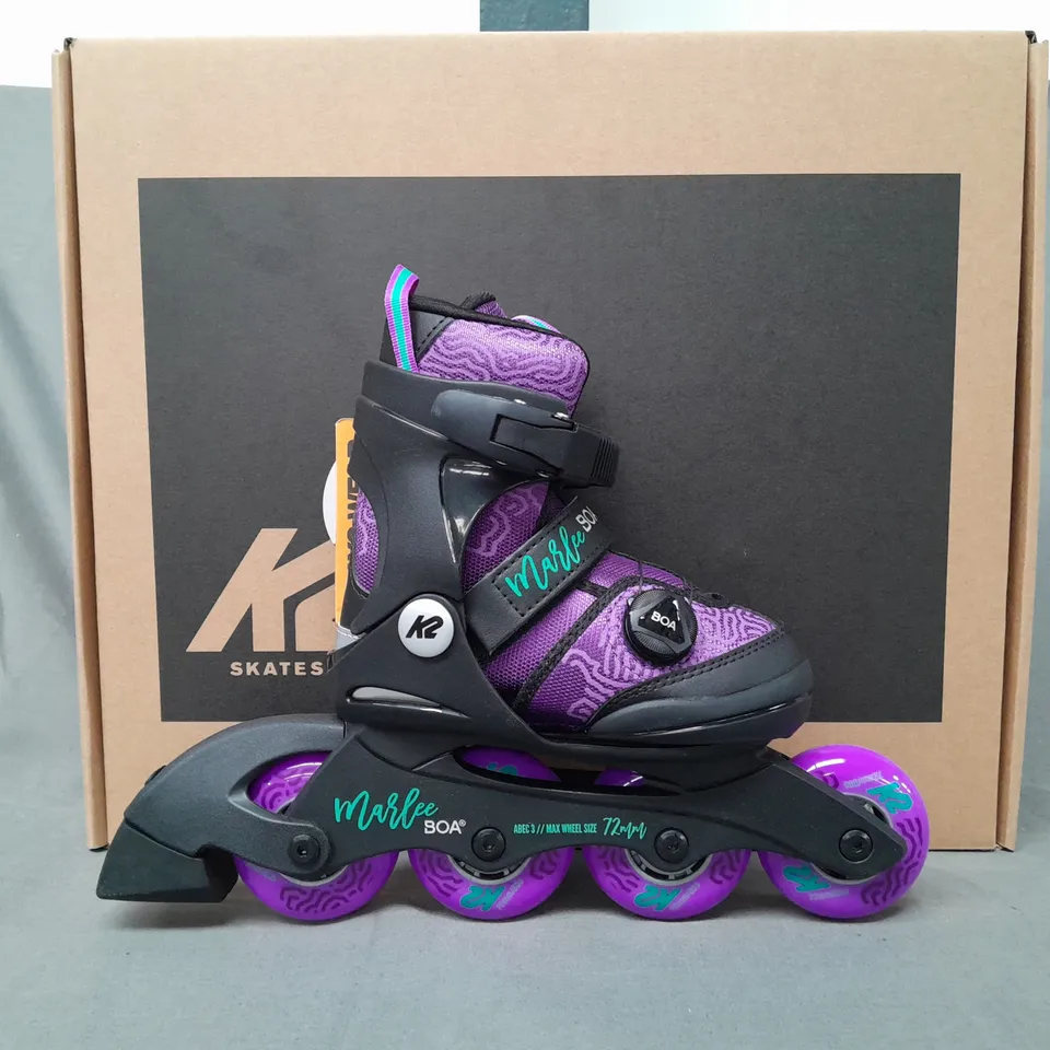 BOXED PAIR OF K2 SKATES MARLEE BOA GIRLS YOUTH INLINE SKATES IN PURPLE UK SIZE 10 - 1