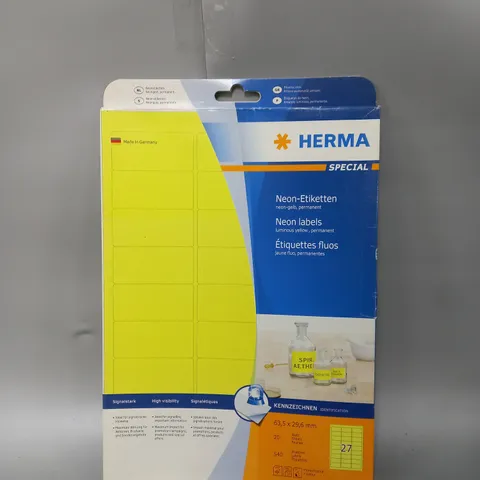 BOX OF 30 ASSORTED HERMA NEON LABELS - COLLECTION ONLY