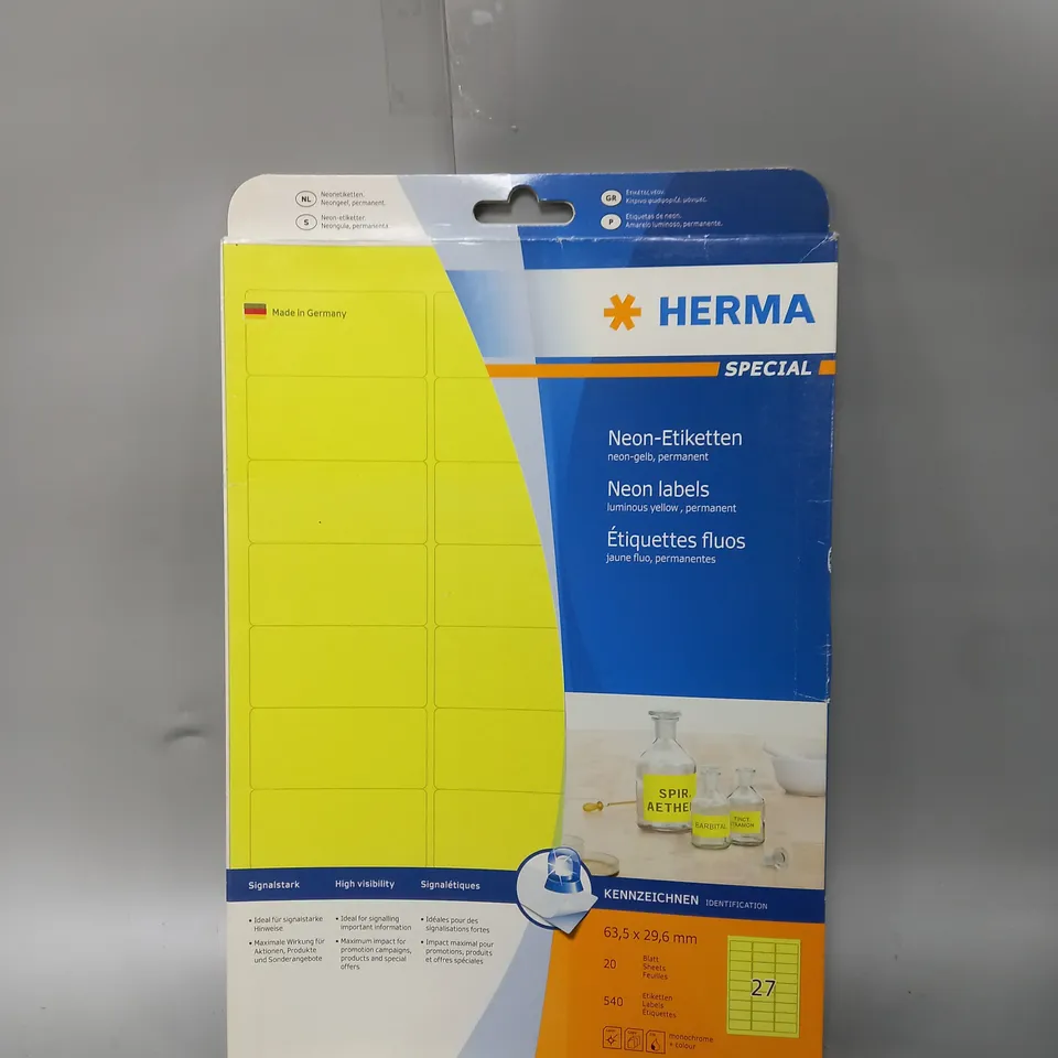 BOX OF 30 ASSORTED HERMA NEON LABELS - COLLECTION ONLY 