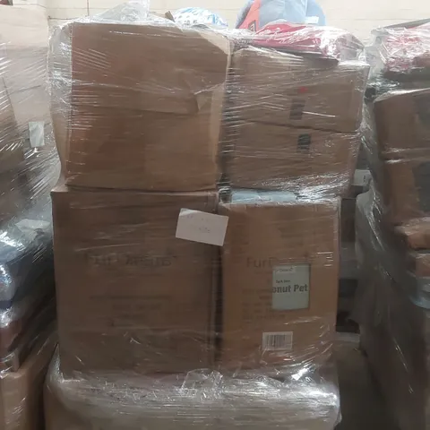 PALLET OF ASSORTED E-COMMERCE GOODS AND PRODUCTS TO INCLUDE: PET BEDS, OUTDOOR TAP COVERS, WARDROBE DEHUMIDIFIERS ECT