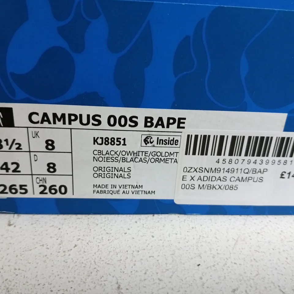 ADIDAS CAMPUS 00S BAPE SIZE 8 IN BLACK