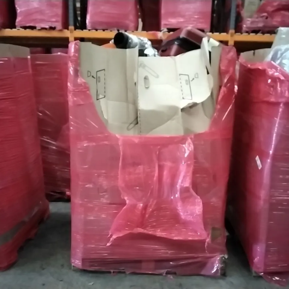PALLET OF ASSORTED ITEMS TO INCLUDE: KEPLIN 5 TIER SHOE RACKS, COOKER HOOD, SUITCASE, MAT, LED CEILING LIGHT, FLOOR TV STAND, TOOL BACKPACK ECT