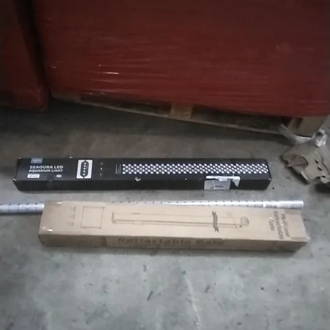 PALLET OF ASSORTED ITEMS INCLUDING - WINDOW FILM, RETRACTABLE GATE, AQUARIUM LIGHT