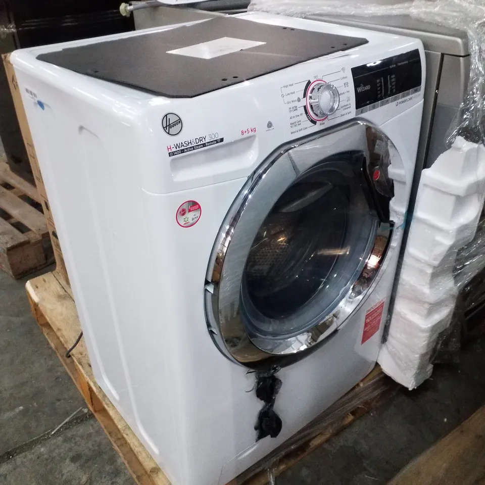 HOOVER H-WASH 300 H3DS4855TACE FREESTANDING WASHER DRYER, WIFI CONNECTED, LOAD, 1400 RPM, WHITE WITH CHROME DOOR, WHITE