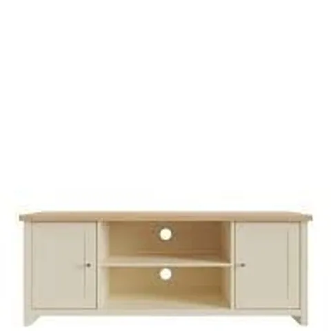 LANCASTER 2 DOOR LARGE TV CABINET FITS UP TO 55 INCH TV - CREAM/OAK