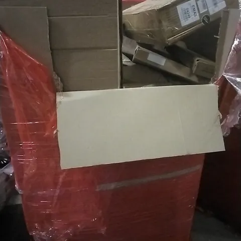 PALLET OF HOUSEHOLD ITEMS TO INCLUDE SWING SET,TV WALL MOUNT BRACKET,FLOOD LIGHTS, TOILET SEAT AND OTHER ASSORTED ITEMS...