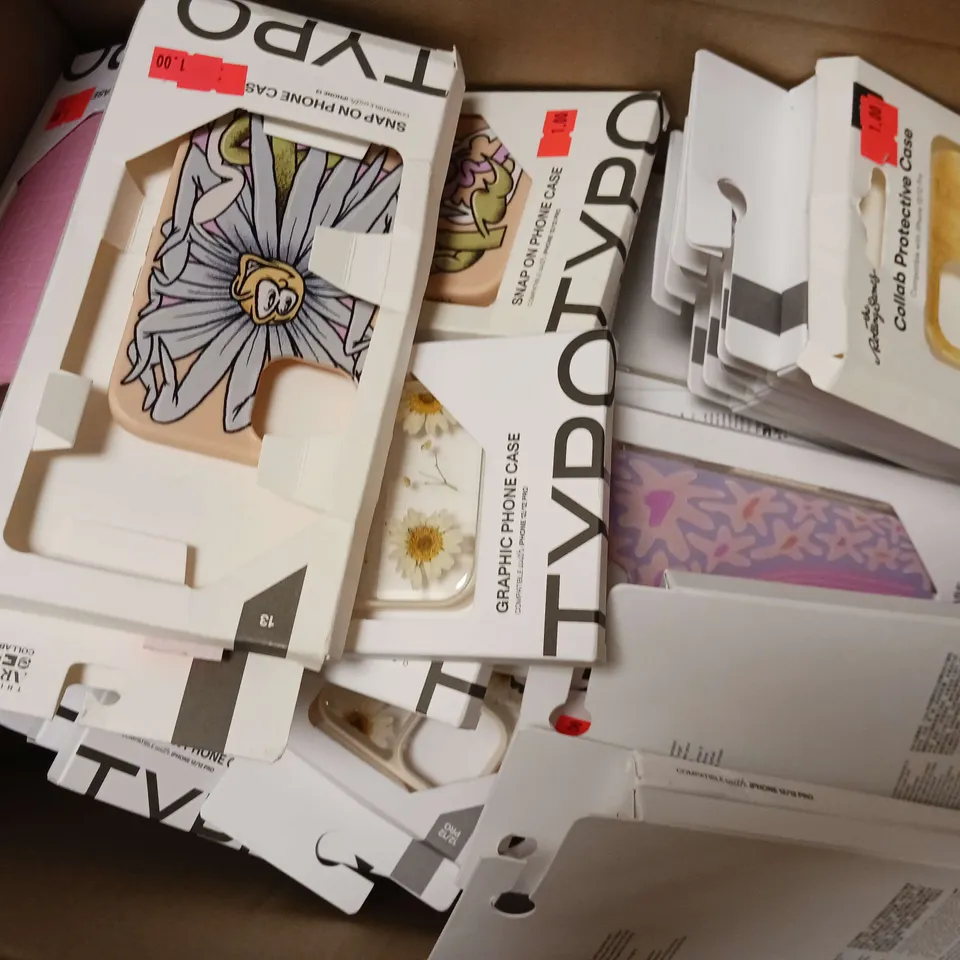 APPROXIMATELY 75 ASSORTED PHONE CASE TO INCLUDE GRAPHIC PHONE CASE COMPATIBLE WITH IPHONE 12/12 PRO