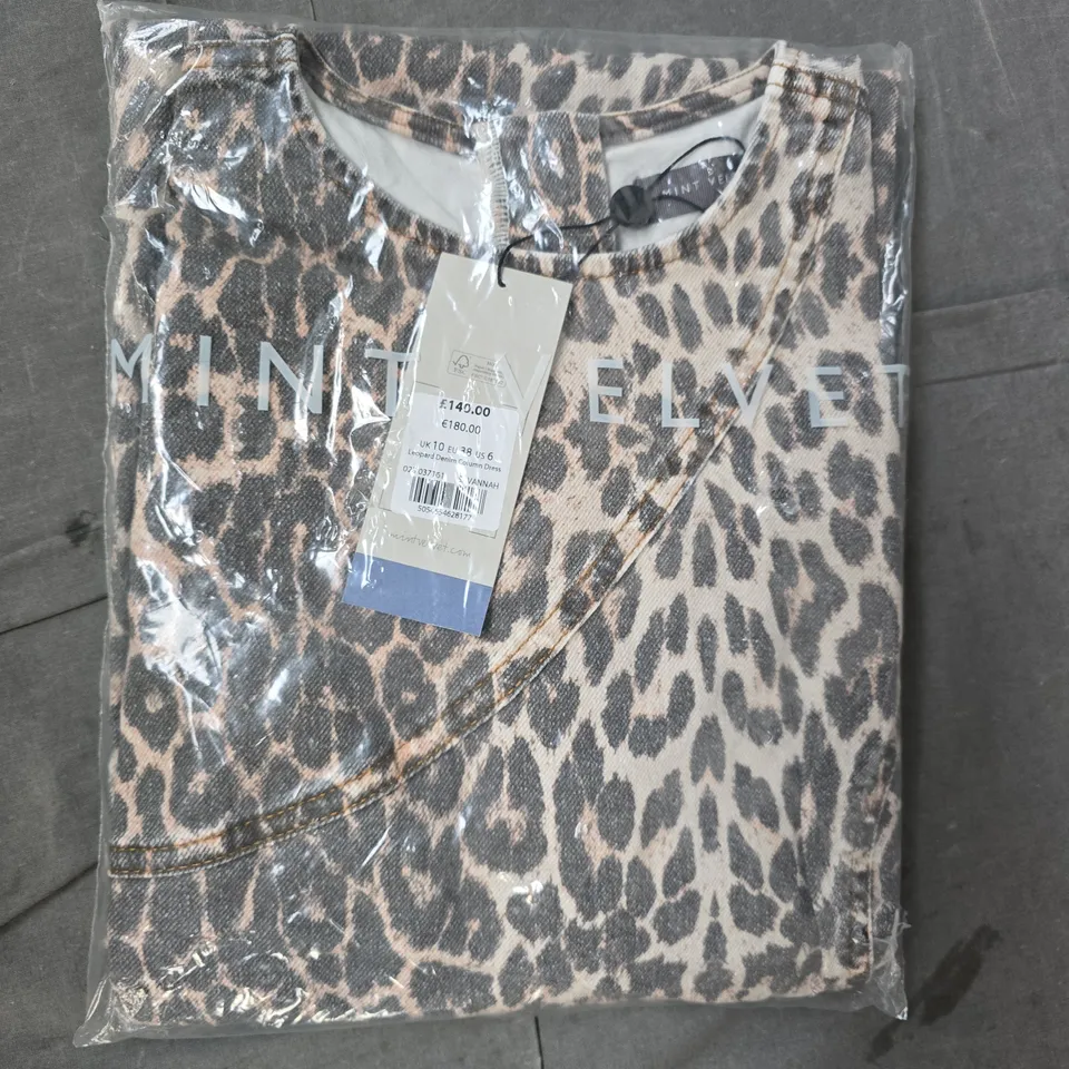 MINT VELVET LEOPARD PRINT DENIM COLUMN DRESS SIZE UK 10
