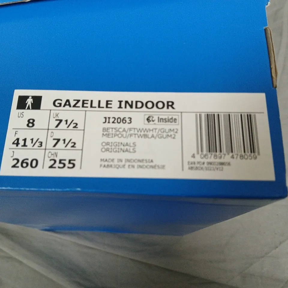 ADIDAS GAZELLE INDOOR SNEAKERS - RED SUEDE, UK 7.5