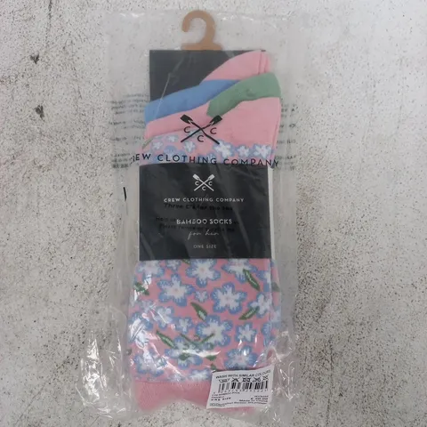 BAGGED CREW CLOTHING COMPANY BAMBOO SOCKS (3-PACK) IN VARIOUS COLOURS - ONE SIZE