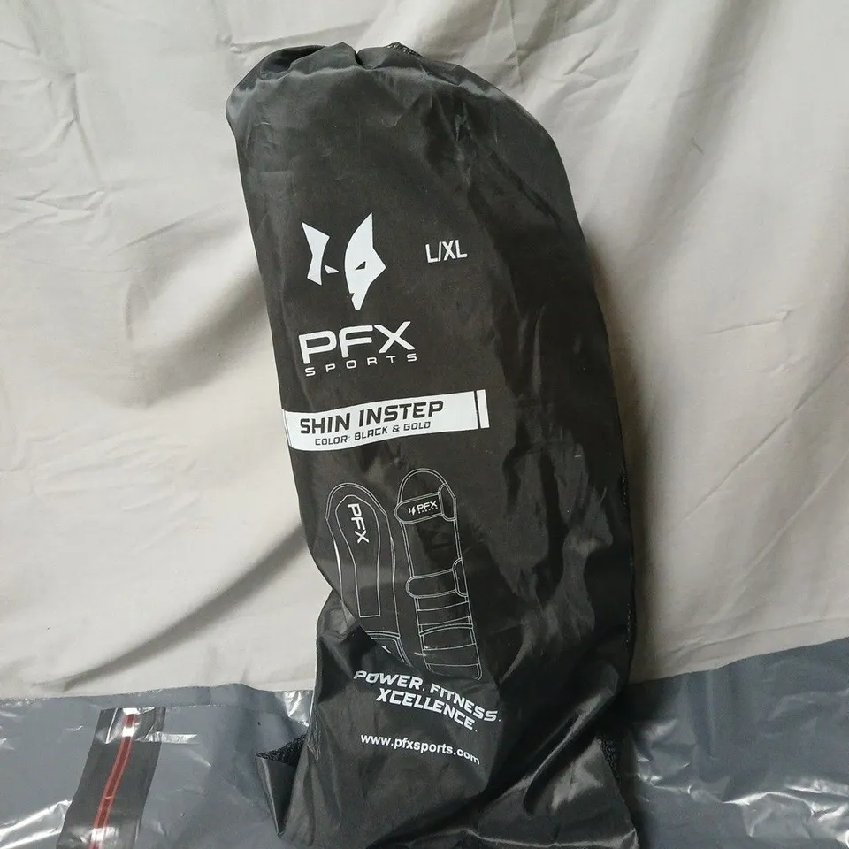 PFX SPORTS SHIN INSTEP GUARD – SIZE L/XL, BLACK & GOLD