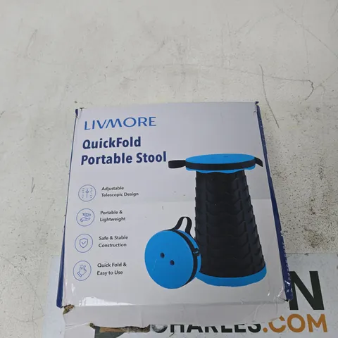 LIVMORE QUICKFOLD PORTABLE STOOL – FOLDABLE OUTDOOR SEAT (BLUE/BLACK)