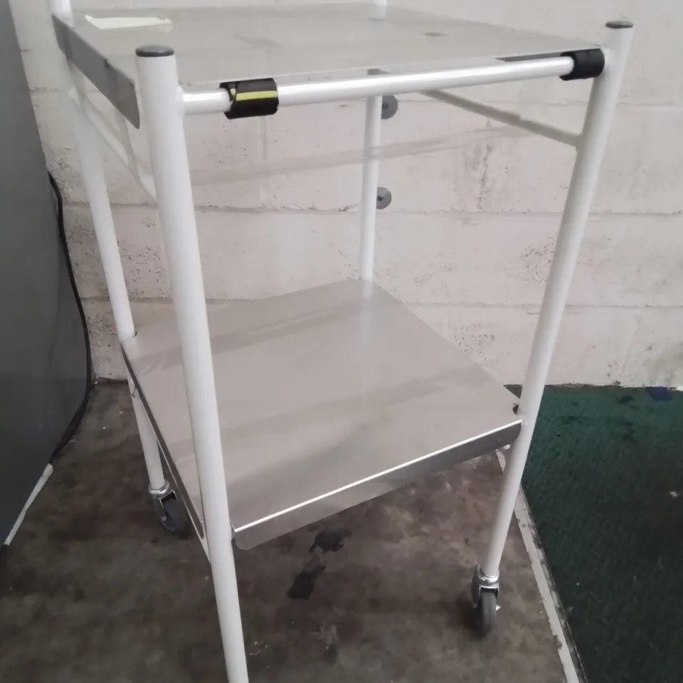 TWO TIER STAINLESS STEEL SHELVED TROLLEY 