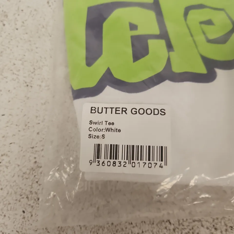 BUTTER GOODS SWIRL TEE – WHITE, SIZE S