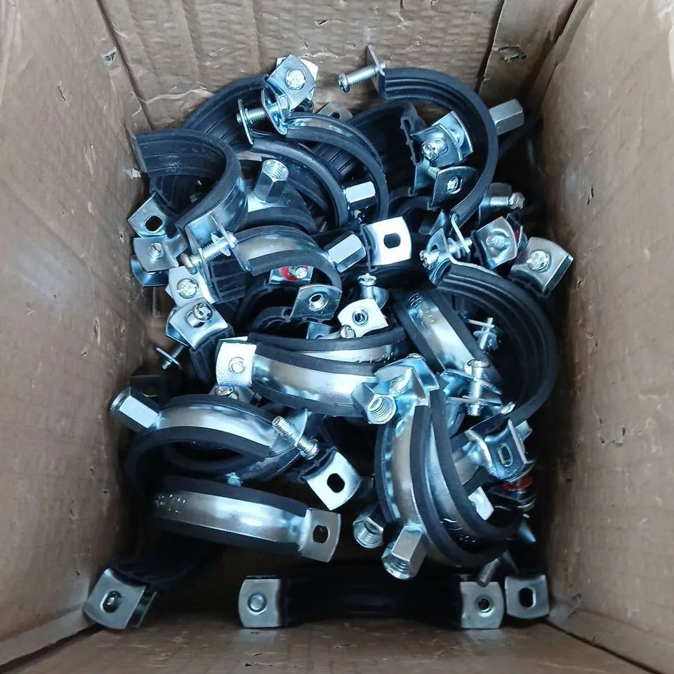 LOT OF APPROXIMATELY 15 PAIRS RUBBER LINED PIPE CLAMPS