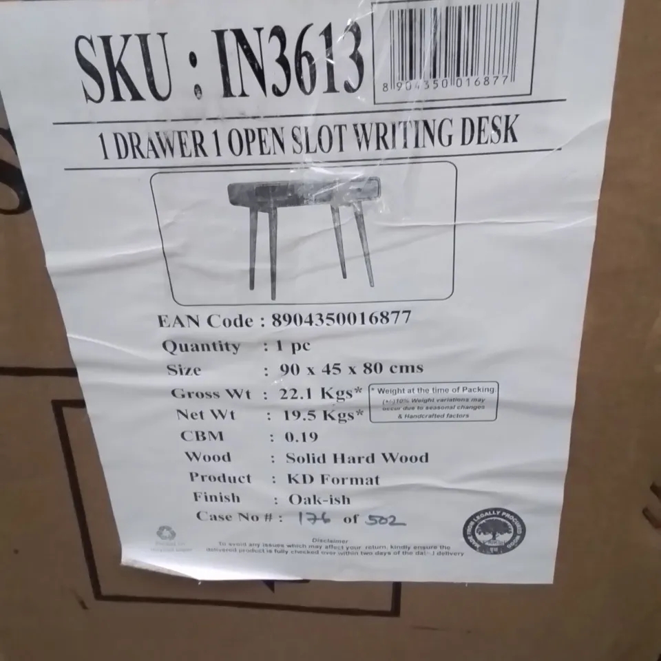 BOXED BARBAZAN 90CM W RECTANGLE WRITING DESK