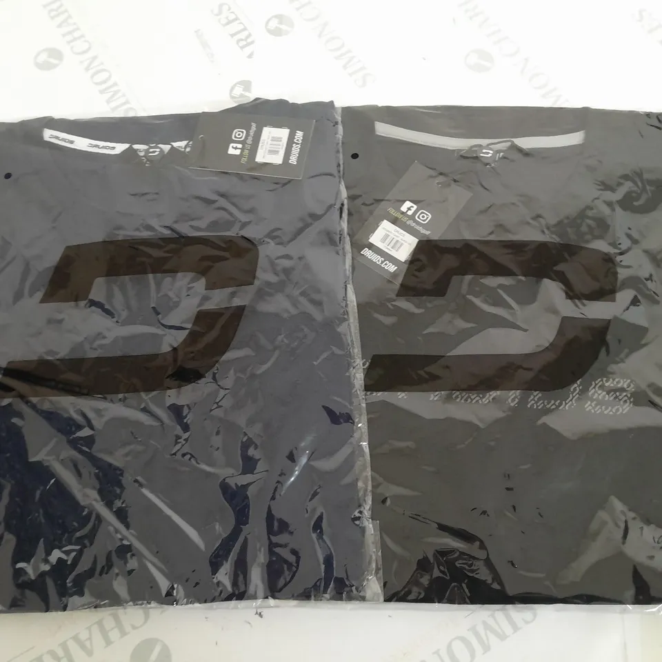 LOT OF 2 BAGGED DRUIDS MENS SQUAD T-SHIRTS - NAVY & BLACK BOTH 2XL