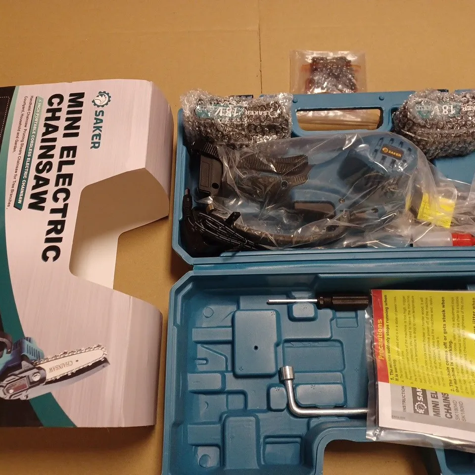 BOXED SAKER MINI ELECTRIC CHAINSAW WITH BATTERIES