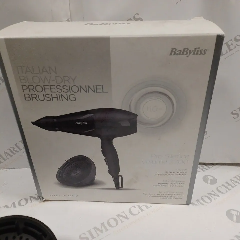 BOXED BABYLISS PRO SILENCE VOLUME 2200 HAIR DRYER