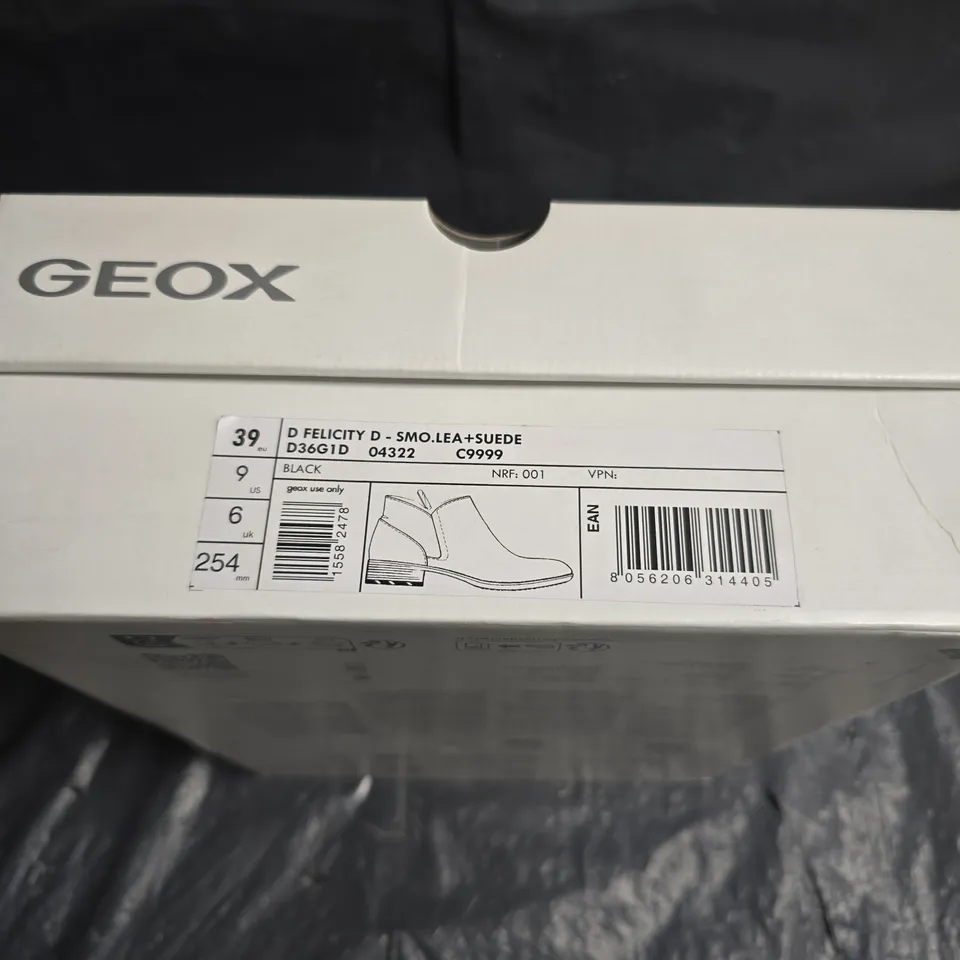 GEOX D FELICITY RESPIRA BLACK ANKLE BOOTS – UK 6 (US 9) – BOXED