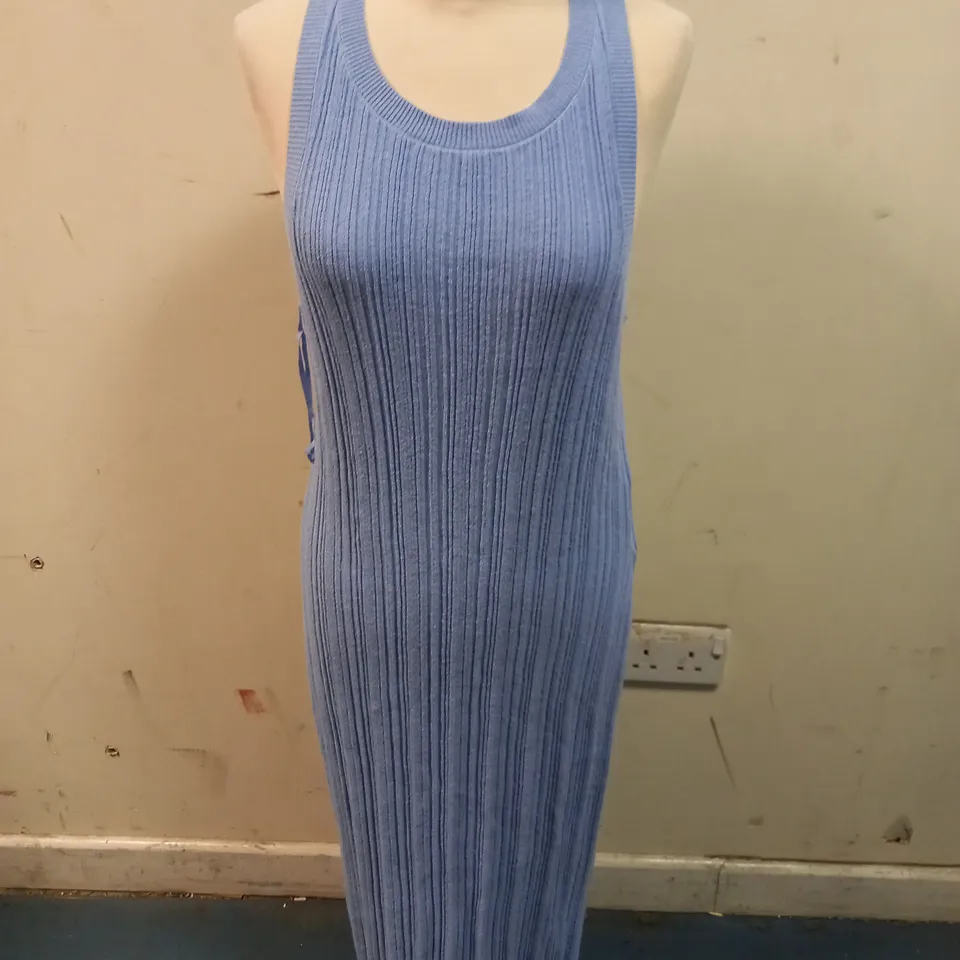 STOCKHOLM ATELIER BABY BLUE RIBBED LONG DRESS - SIZE M