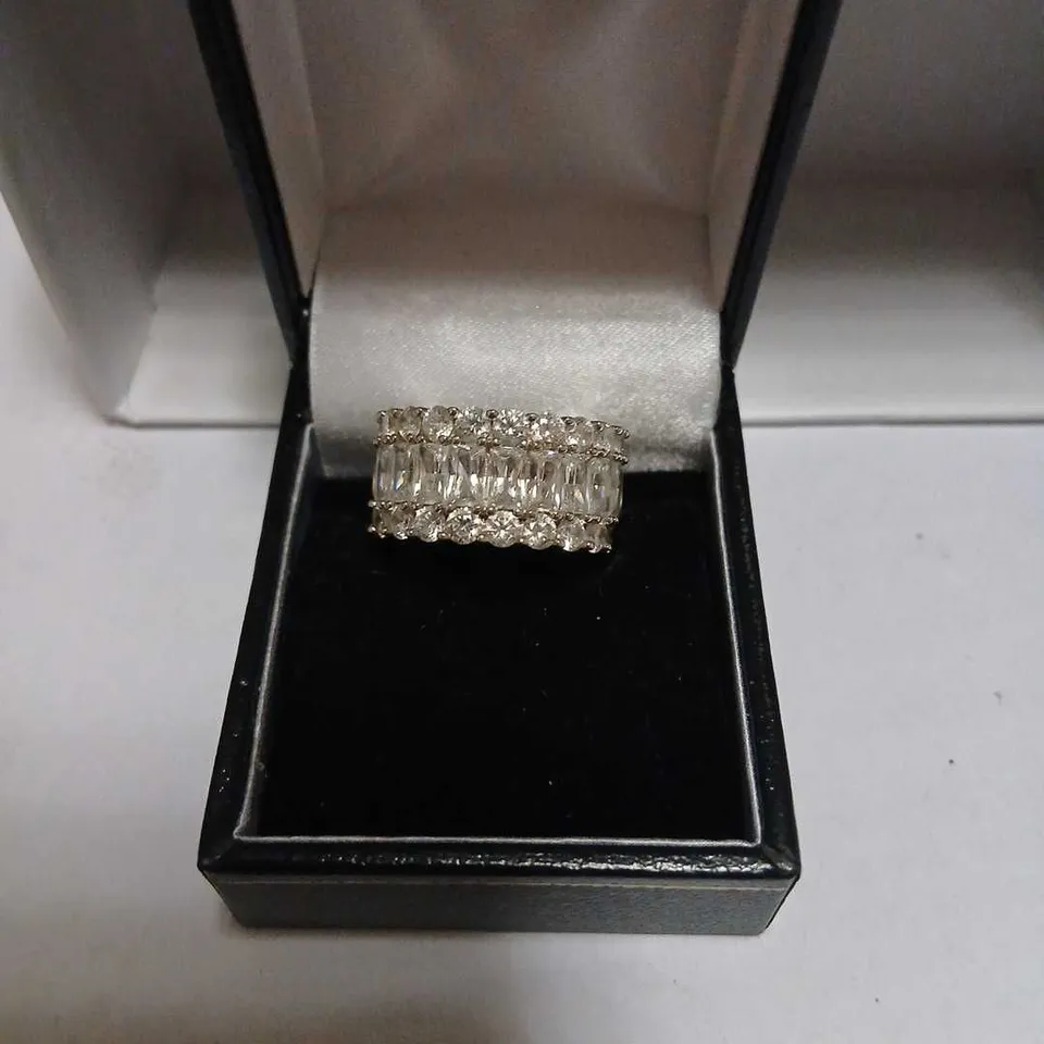 DIAMONIQUE 10CT TW RADIANT CUT BAND RING STERLING SILVER 