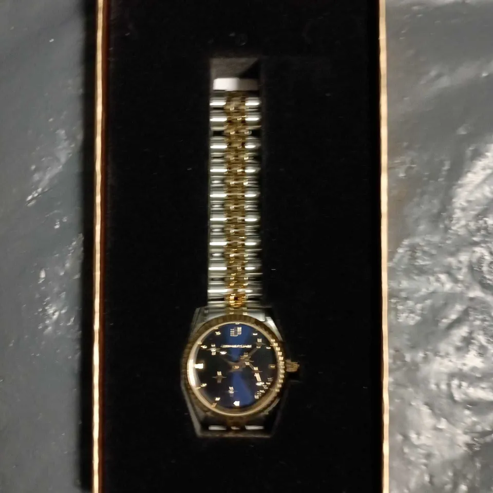 ABBOTT LYON TWO-TONE BRACELET WATCH WITH BLUE DIAL – BOXED