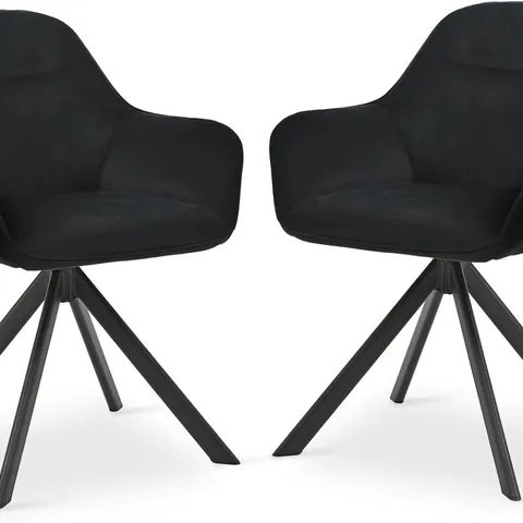 BOXED SET OF 2 SWIVEL DINING CHAIRS WITH ARMRESTS - BLACK (1 BOX)