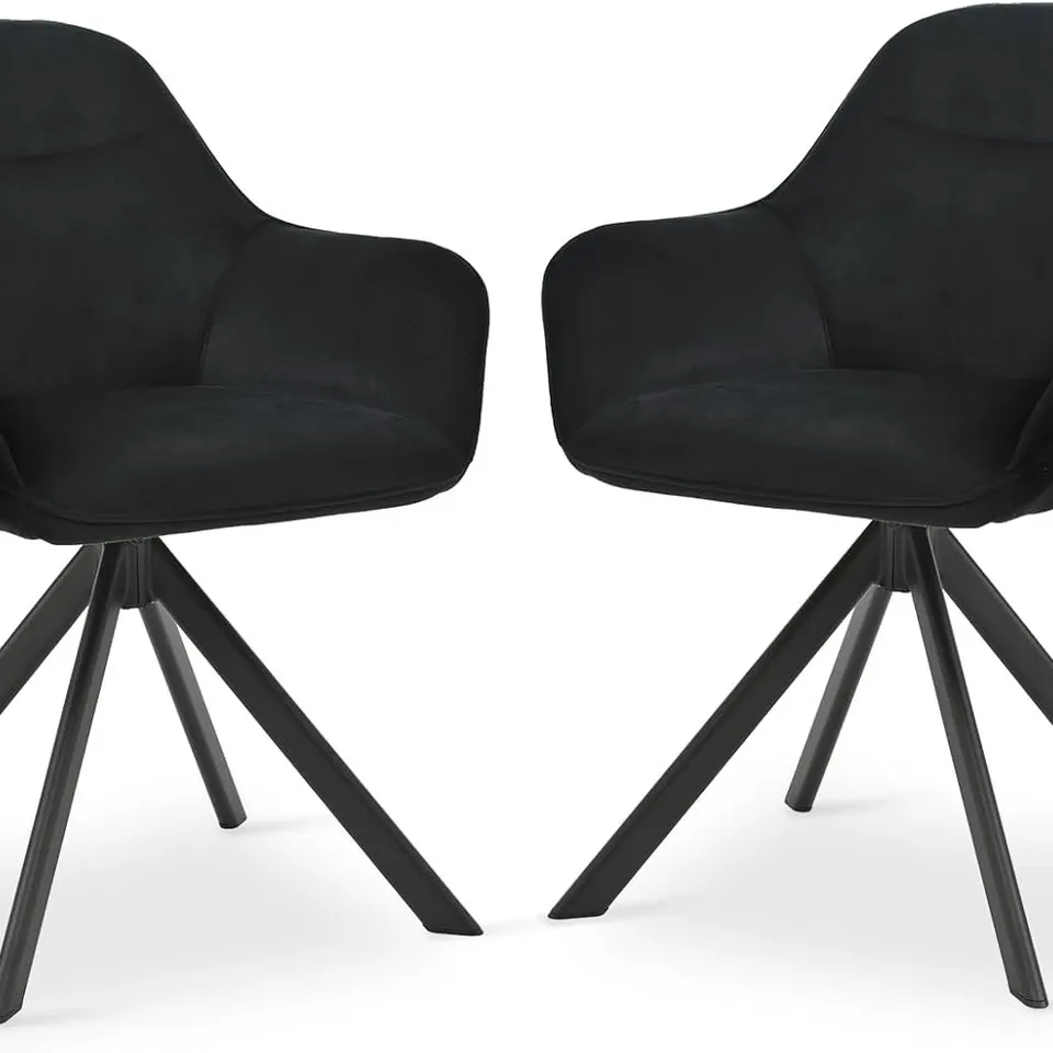 BOXED SET OF 2 SWIVEL DINING CHAIRS WITH ARMRESTS - BLACK (1 BOX)