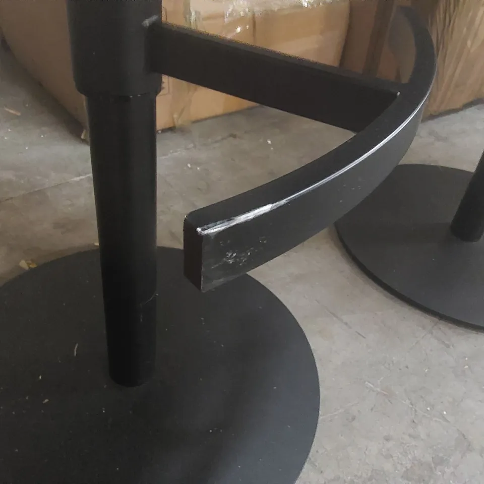 SET OF 2 DANETTI FABRIC AND VELVET GAS LIFT BAR STOOLS