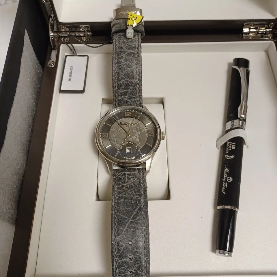 BOXED MATHEY TISSOT GENTS LTD ED METEORITE WATCH WITH PEN