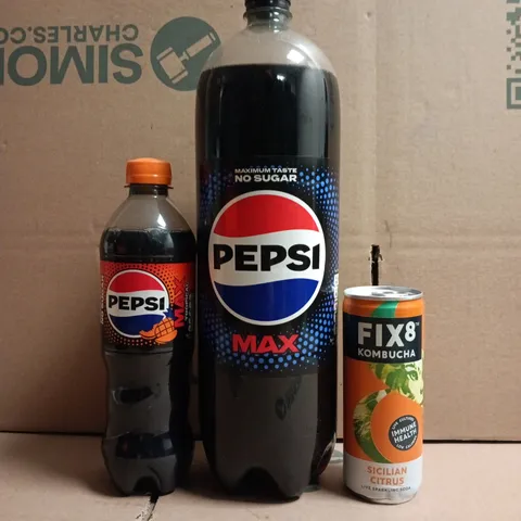 APPROXIMATELY 8 ASSORTED FOOD AND DRINK ITEMS TO INCLUDE PEPSI, FIX8, FRUIT SHOOT, ETC