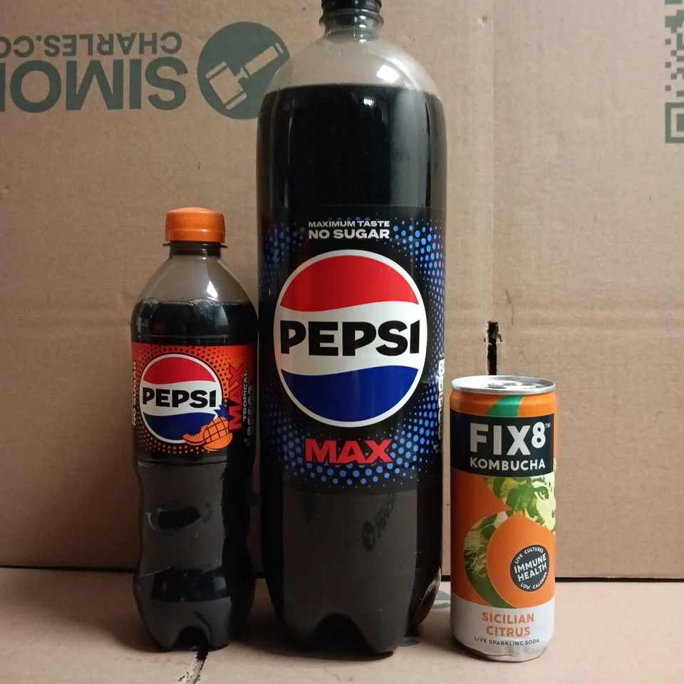 APPROXIMATELY 8 ASSORTED FOOD AND DRINK ITEMS TO INCLUDE PEPSI, FIX8, FRUIT SHOOT, ETC