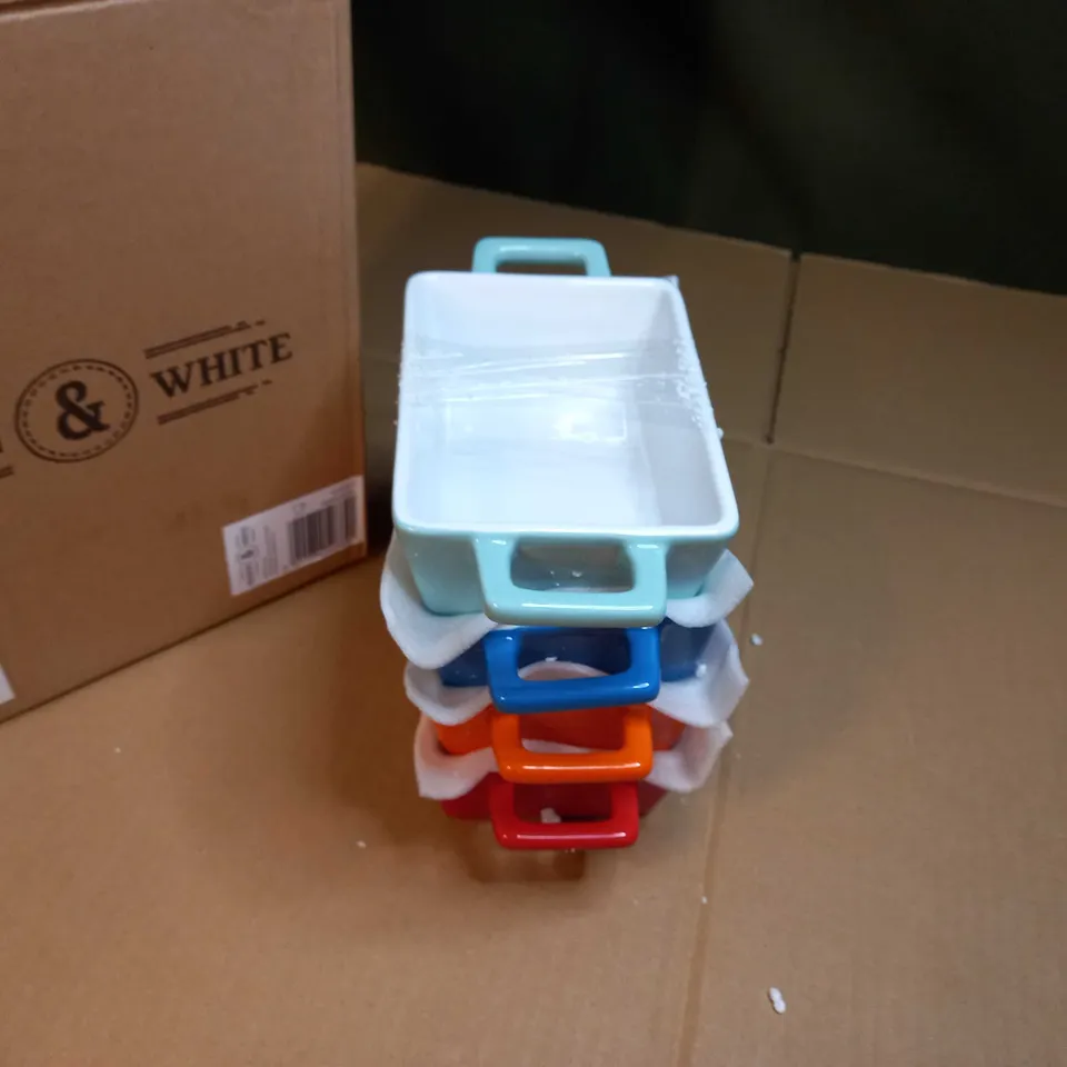 BOXED MAISON & WHITE SET OF 4 MINI CERAMIC OVER DISHES