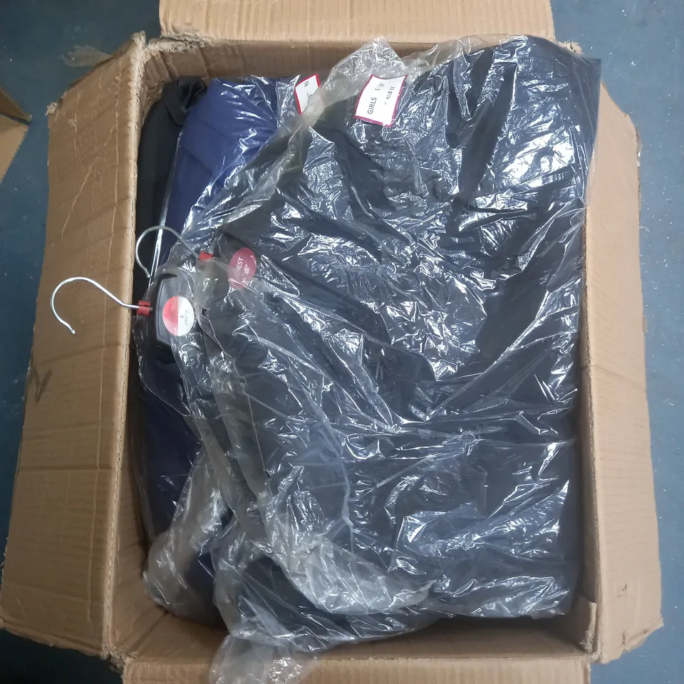 APPROXIMATELY 100 SCHOOL BLAZERS. BLUE AND BLACK VARIOUS SIZES