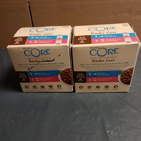 4 X WELLNESS CORE TENDER CUTS TUNA SELECTION PACK CAT FOOD, 6 POUCHES PER PACK