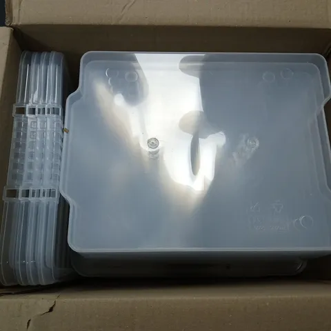 BOX OF ASSORTED STORAGE BOXES WITH LIDS
