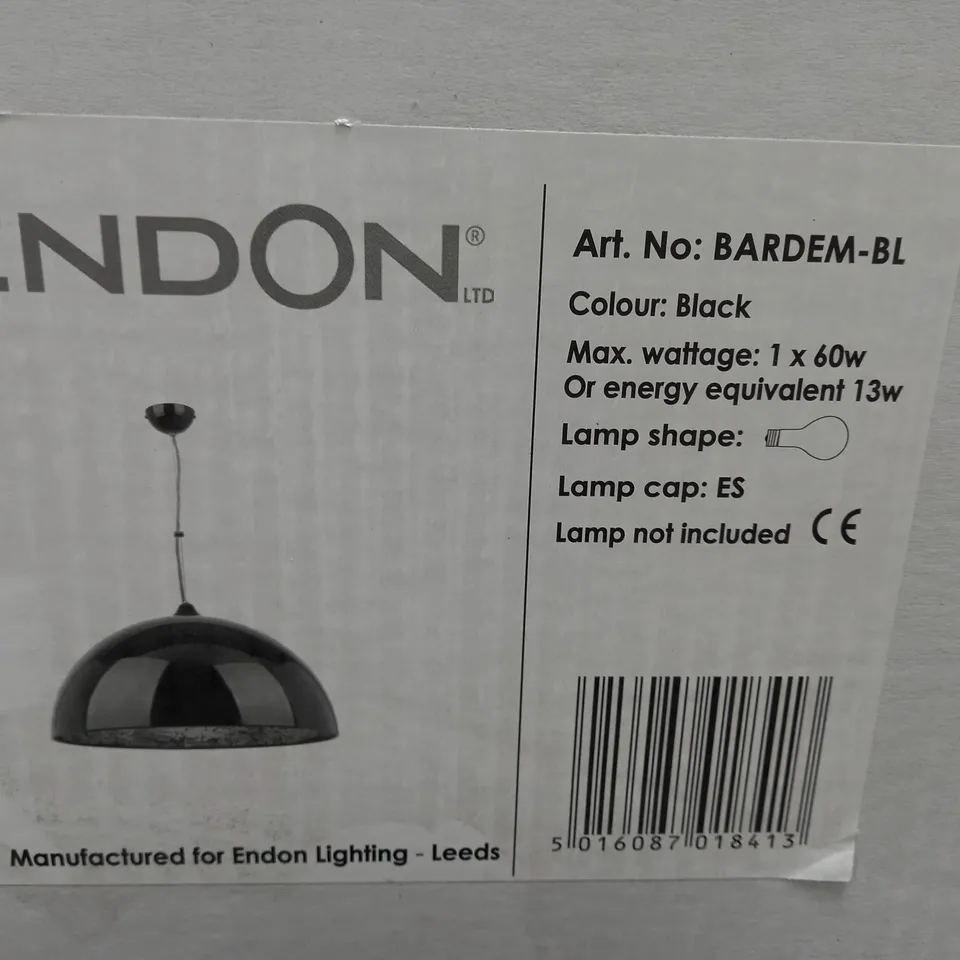 BOXED ENDON LIGHTING BARDEM 1-LIGHT BOWL PENDANT LIGHT IN BLACK 